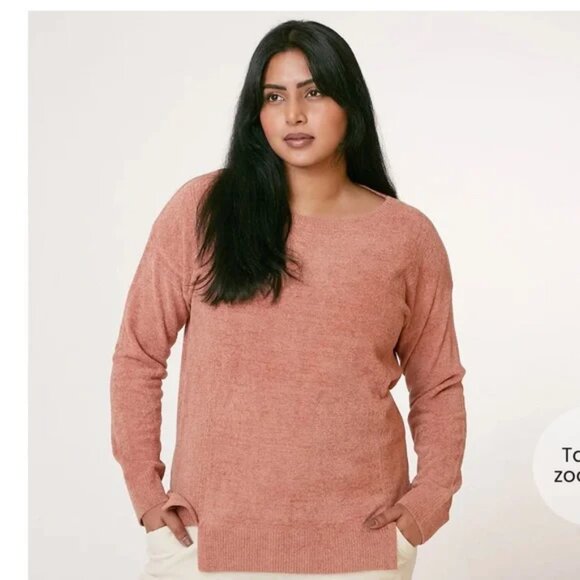 Barefoot Dreams Cozy Chic Ultra Lite Dockside Pointelle Pullover in Amber Glow - Picture 1 of 6